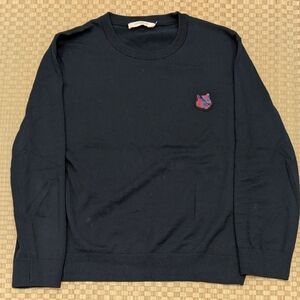 Maison Kitsune 100% Wool Pixel Fox Patch Sweater Green Men's Size XL